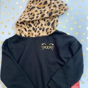 Girls Black Embroidered Hoodie